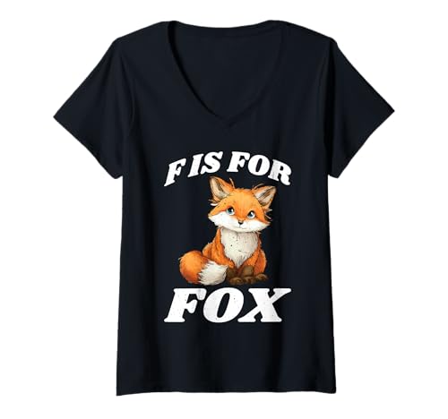 Damen F is for Fox Grundschullehrer Leselehrer - T-Shirt mit V-Ausschnitt Damen F is for Fox Grundschullehrer Leselehrer - T-Shirt mit V-Ausschnitt von Kindergarteninteresse Lehrerin