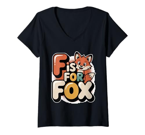 Damen F is for Fox Grundschullehrer Leselehrer - T-Shirt mit V-Ausschnitt Damen F is for Fox Grundschullehrer Leselehrer - T-Shirt mit V-Ausschnitt von Kindergarteninteresse Lehrerin