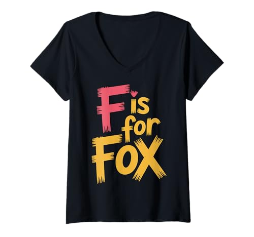 Damen F is for Fox Grundschullehrer Leselehrer |- T-Shirt mit V-Ausschnitt Damen F is for Fox Grundschullehrer Leselehrer |- T-Shirt mit V-Ausschnitt von Kindergarteninteresse Lehrerin