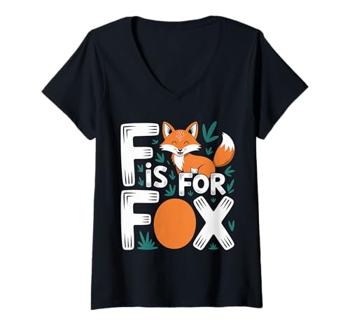Damen F is for Fox Grundschullehrer Leselehrer |- T-Shirt mit V-Ausschnitt Damen F is for Fox Grundschullehrer Leselehrer |- T-Shirt mit V-Ausschnitt von Kindergarteninteresse Lehrerin