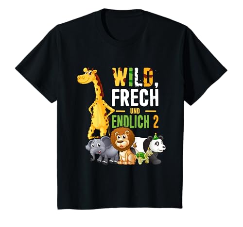 Kinder Kindergeburtstag Wild Frech und Endlich 2 - Tiere Zwei Jahre T-Shirt Kinder Kindergeburtstag Wild Frech und Endlich 2 - Tiere Zwei Jahre T-Shirt von Kindergeburtstag 2 Jahre Alt Geschenk Geburtstag