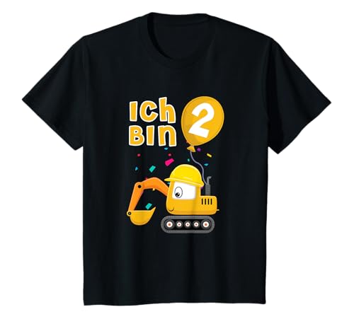 Kinder Bagger Ich Bin Zwei Baustelle 2. Geburtstag für Jungen T-Shirt von Kindergeburtstag 2 Jahre Jungen Geschenke