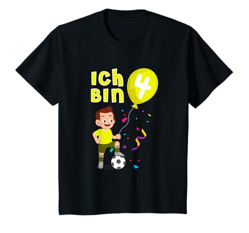 Fussball Fußballer Fußball Ich Bin Vier 4. Geburtstag Jungen T-Shirt von Kindergeburtstag 4 Jahre Jungen Geschenke