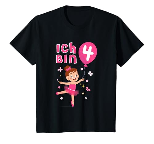 Kinder Ballerina Ich Bin Vier 4. Geburtstag Mädchen Luftballon T-Shirt Kinder Ballerina Ich Bin Vier 4. Geburtstag Mädchen Luftballon T-Shirt von Kindergeburtstag 4 Jahre Mädchen Geschenke