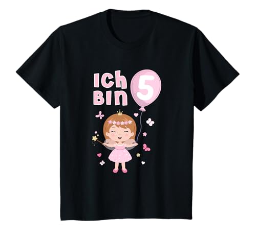Prinzessin Ich Bin Fünf 5. Geburtstag Mädchen Luftballon T-Shirt von Kindergeburtstag 5 Jahre Mädchen Geschenke