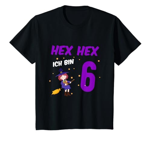 HEX-HEX Ich bin 6 - Mädchen 6. Geburtstag - Schönes Hexen T-Shirt von Kindergeburtstag Designs zum 6 Geburtstag