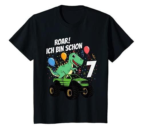 Kinder 7. Geburtstag Dinosaurier Monster Truck Geburtstagsgeschenk T-Shirt Kinder 7. Geburtstag Dinosaurier Monster Truck Geburtstagsgeschenk T-Shirt von Kindergeburtstag Dinosaurier Dino Geburtstagsshirt