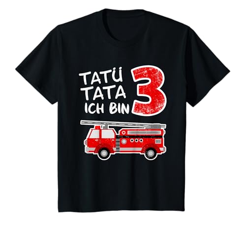 Kinder Tatü Tata Ich Bin 3 Geburtstag Feuerwehr 3 Jahre T-Shirt von Kindergeburtstag Feuerwehrauto Motive