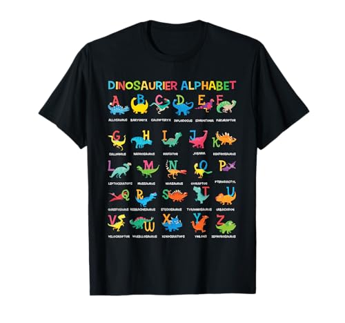 Kinder Dinosaurier Jungen Mädchen Dino Alphabet ABC T-Shirt von Lustig Alphabet ABC Dinosaurier Geschenk T-shirts