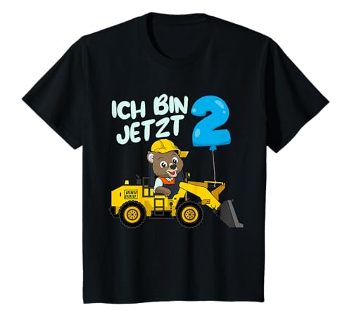 Geburtstagsshirt 2 Jahre Kinder Junge Bär Bagger Ich bin 2 T-Shirt von Kindergeburtstag Fun Shirts für Jungen & Mädchen