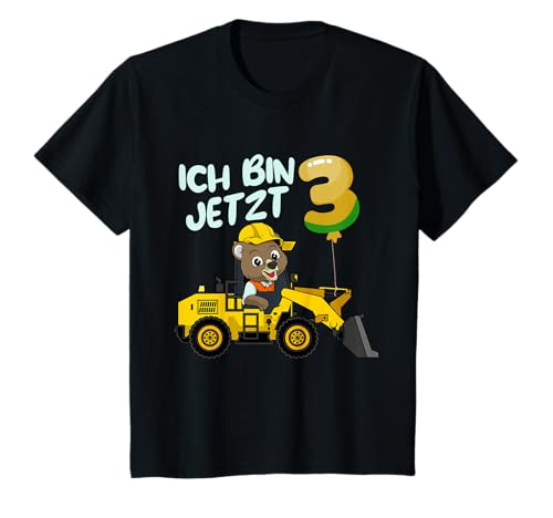 Kinder Geburtstagsshirt 3 Jahre Kinder Junge Bär Bagger Ich bin 3 T-Shirt von Kindergeburtstag Fun Shirts für Jungen & Mädchen