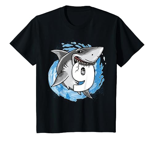 Kinder Geburtstagsshirt 9 Jahre Junge Kinder Hai Shark Ich bin 9 T-Shirt von Kindergeburtstag Fun Shirts für Jungen & Mädchen