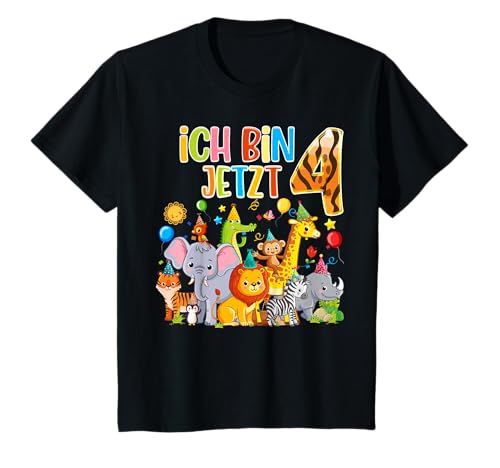 Süße Kinder & Zoo 4.Geburtstagsfeier - 4 Jahre alt Dschungel T-Shirt von Kindergeburtstag Geburtstags Dschungeltiere 2022