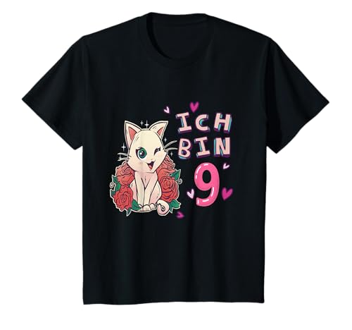 Kinder, süße Anime Katze, 9 Jahre, neunter Geburtstag T-Shirt Kinder, süße Anime Katze, 9 Jahre, neunter Geburtstag T-Shirt von Kindergeburtstag Geburtstagskind Zahlen Manga Cat