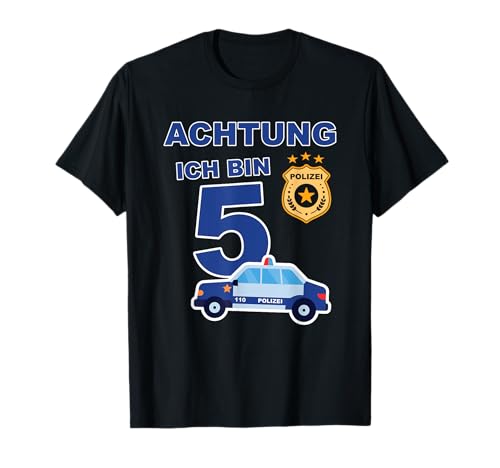 Kinder Polizeiauto 5. Geburtstag Polizei T-Shirt Kinder Polizeiauto 5. Geburtstag Polizei T-Shirt von Kindergeburtstag Geburtstagsparty