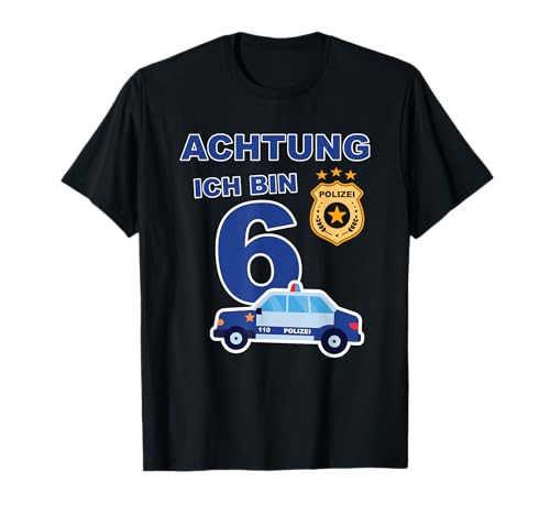 Kinder Polizeiauto 6. Geburtstag Polizei T-Shirt Kinder Polizeiauto 6. Geburtstag Polizei T-Shirt von Kindergeburtstag Geburtstagsparty