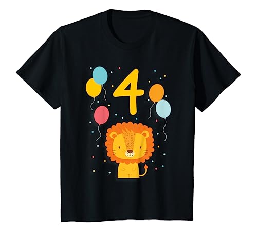 Kinder 4. Geburtstag Kindergeburtstag Vierter Geburtstag Löwe T-Shirt Kinder 4. Geburtstag Kindergeburtstag Vierter Geburtstag Löwe T-Shirt von Kindergeburtstag Geburtstagsshirt Dschungel Löwe
