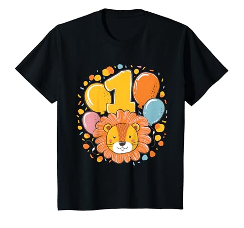 Kinder 1. Geburtstag Kindergeburtstag Erster Geburtstag Löwe T-Shirt von Kindergeburtstag Geburtstagsshirt Dschungel