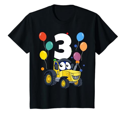 Kinder 3. Geburtstag Kindergeburtstag 3 Jahre Traktor T-Shirt von Kindergeburtstag Geburtstagsshirt Jungen Mädchen