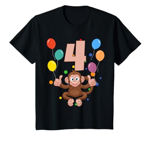 Kinder 4. Geburtstag Kindergeburtstag 4 Jahre Affe T-Shirt Kinder 4. Geburtstag Kindergeburtstag 4 Jahre Affe T-Shirt von Kindergeburtstag Geburtstagsshirt Jungen Mädchen
