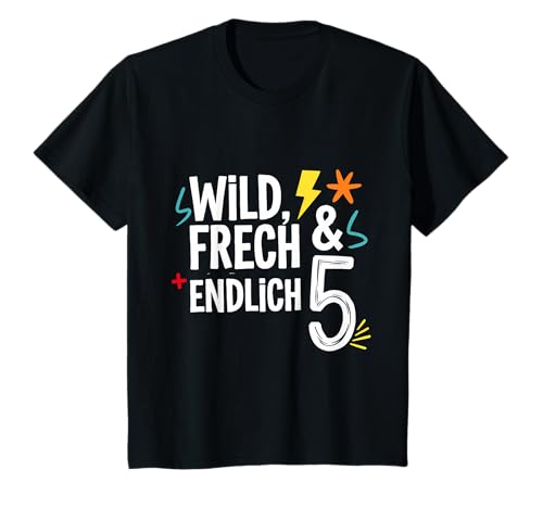 Kinder Wild, Frech & Endlich 5 Cooles Kinder Geburtstags T-Shirt Kinder Wild, Frech & Endlich 5 Cooles Kinder Geburtstags T-Shirt von Kindergeburtstag Geburtstagsshirts Geschenke