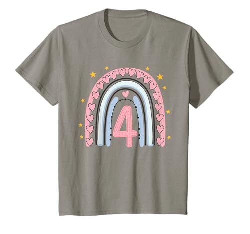 Kinder Süßes Regenbogen Geburtstag Design 4. Geburtstag Mädchen T-Shirt von Kindergeburtstag Geburtstagsshirts Regenbogen