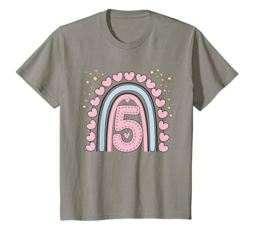 Kinder Süßes Regenbogen Geburtstag Design 5. Geburtstag Mädchen T-Shirt von Kindergeburtstag Geburtstagsshirts Regenbogen