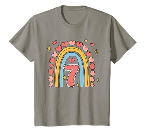 Kinder Süßes Regenbogen Geburtstag Design 7. Geburtstag Mädchen T-Shirt von Kindergeburtstag Geburtstagsshirts Regenbogen