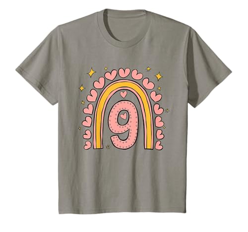 Kinder Süßes Regenbogen Geburtstag Design 9. Geburtstag Mädchen T-Shirt von Kindergeburtstag Geburtstagsshirts Regenbogen