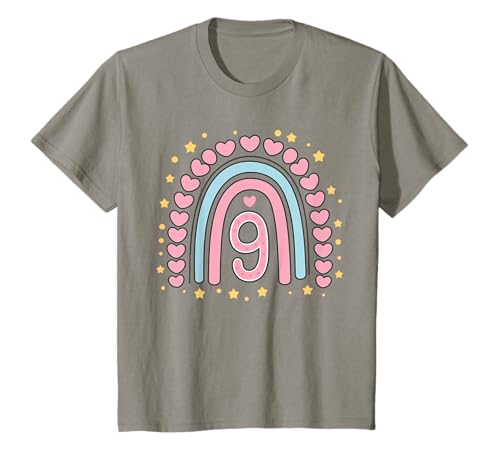 Kinder Süßes Regenbogen Geburtstag Design 9. Geburtstag Mädchen T-Shirt von Kindergeburtstag Geburtstagsshirts Regenbogen