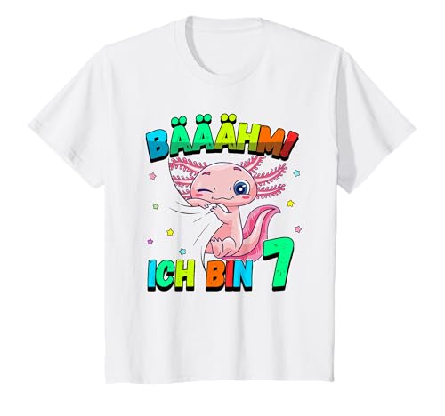 Kinder Axolotl Bääähm! Ich bin 7 Jahre 7. Geburtstag T-Shirt von Kindergeburtstag Geschenk Geburtstagskind Sprüche