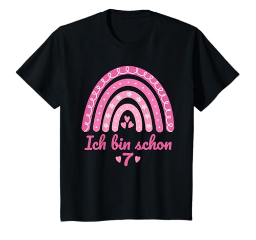 7. Geburtstag Mädchen 7 Jahre alt Regenbogen Ich bin schon 7 T-Shirt von Kindergeburtstag Geschenk Siebter Geburtstag 7