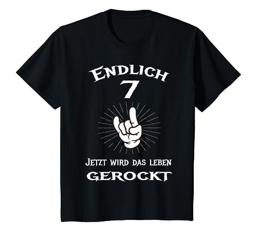Kinder Endlich 7 jetzt wird das Leben gerockt Kindergeburtstag T-Shirt Kinder Endlich 7 jetzt wird das Leben gerockt Kindergeburtstag T-Shirt von Kindergeburtstag Geschenke für Jungen und Mädchen