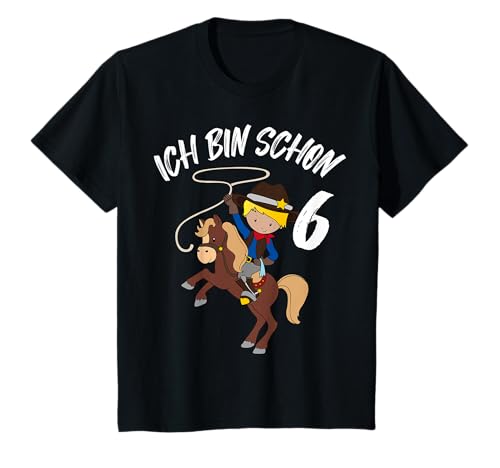 Kinder Jungen Geburtstag 6 Jahre Cowboy Mit Pferd Und Lasso T-Shirt Kinder Jungen Geburtstag 6 Jahre Cowboy Mit Pferd Und Lasso T-Shirt von Kindergeburtstag Geschenke für Jungs Kinder