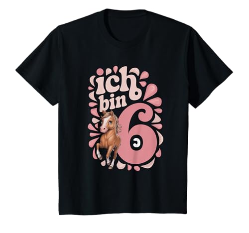 Kinder Pferde Mädchen Geschenk 6ter Geburtstag T-Shirt Kinder Pferde Mädchen Geschenk 6ter Geburtstag T-Shirt von Kindergeburtstag Geschenke mit Pferd