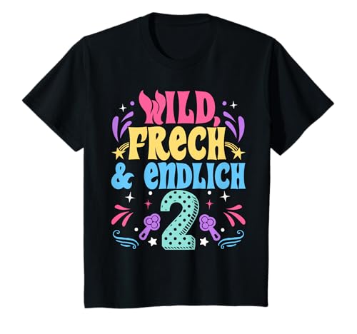 2 Geburtstag Geburtstags Mädchen Wild Frech und Endlich 2 T-Shirt 2 Geburtstag Geburtstags Mädchen Wild Frech und Endlich 2 T-Shirt von Kindergeburtstag Geschenkidee 2 Jahre Lustig