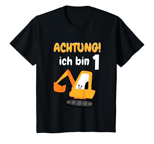 Kinder Kindergeburtstag Bagger 1. Geburtstag 1 Jahr Baustelle Kind T-Shirt von Kindergeburtstag Geschenkideen Jungen & Mädchen