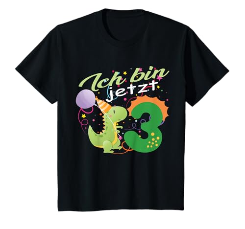 Ich Bin Jetzt 3! Kinder Geburtstag Dinosaurier Geburtstags T-Shirt von Kindergeburtstag Geschenkideen