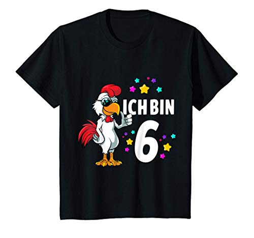 Kinder 6. Geburtstag Hahn Bauernhof Motiv Ich bin 6 Jahre T-Shirt von Kindergeburtstag Hühner Motiv by mb.