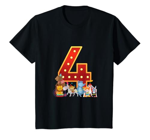 Ich bin 4, Zirkus Manege Clown Tiere Kindergeburtstag Kinder T-Shirt Ich bin 4, Zirkus Manege Clown Tiere Kindergeburtstag Kinder T-Shirt von Kindergeburtstag Ich bin 4 Jahre Kinder Geschenk