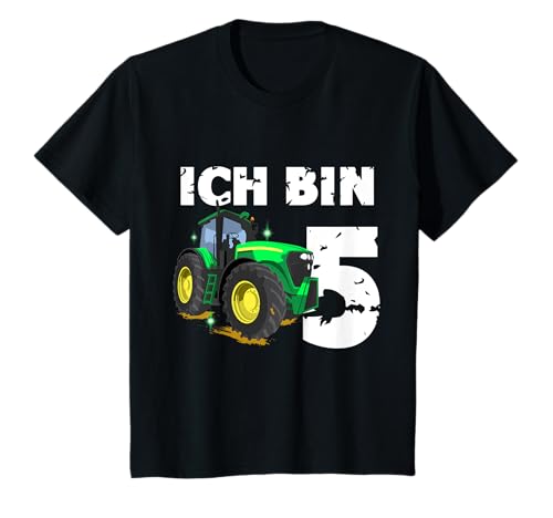 Traktor 5 Geburtstag Jungen 5 Jahre Trecker T-Shirt von Kindergeburtstag Junge Mädchen Geschenk