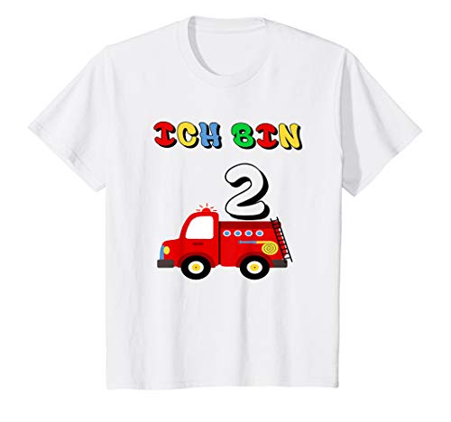 Kinder 2. Geburtstag Jungen Feuerwehrauto 2 Jahre Feuerwehr Kinder T-Shirt von Kindergeburtstag Jungen Feuerwehrauto T-shirts