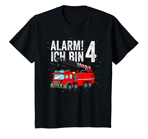 Kinder Feuerwehrauto Geburtstag Alarm Ich bin 4 Jahre Feuerwehrmann T-Shirt Kinder Feuerwehrauto Geburtstag Alarm Ich bin 4 Jahre Feuerwehrmann T-Shirt von Kindergeburtstag Jungen Mädchen Feuerwehr Geschenk