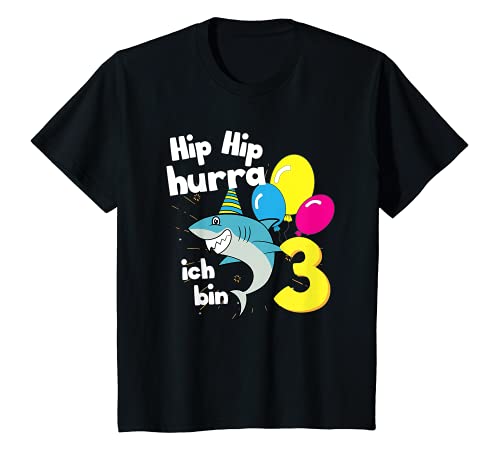 Kinder Hai Geburtstag Ich bin schon 3 Jahre Haie Fische T-Shirt Kinder Hai Geburtstag Ich bin schon 3 Jahre Haie Fische T-Shirt von Kindergeburtstag Jungen Mädchen Haifisch Geschenk