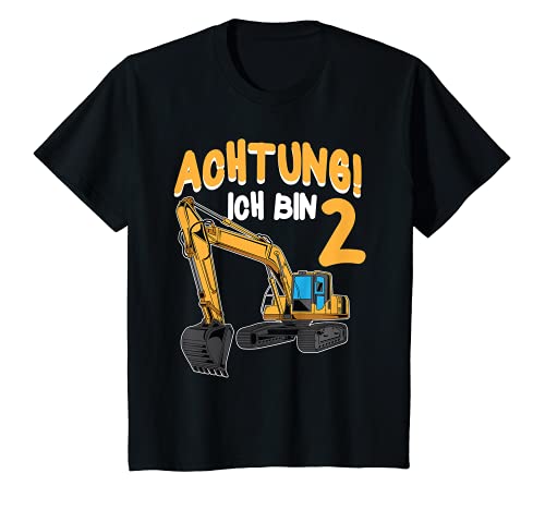 Kinder Bagger Geburtstag Achtung Ich bin 2 Jahre Baustelle T-Shirt Kinder Bagger Geburtstag Achtung Ich bin 2 Jahre Baustelle T-Shirt von Kindergeburtstag Jungen Mädchen Kran LKW Geschenk