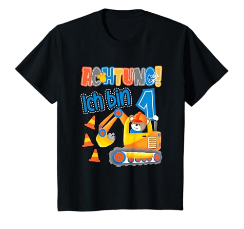 Achtung ich bin 1. Kinder Geburtstag Jungen T-Shirt Achtung ich bin 1. Kinder Geburtstag Jungen T-Shirt von Kindergeburtstag Jungen und Mädchen Geschenke Shop