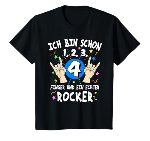 Kinder 4 Jahre Alt Rocker 4. Geburtstag Junge T-Shirt Kinder 4 Jahre Alt Rocker 4. Geburtstag Junge T-Shirt von Kindergeburtstag Kinder Geburtstagsgeschenk Junge