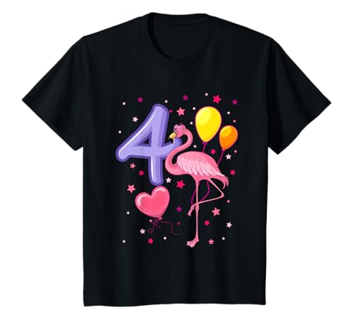 Kinder 4. Geburtstag Mädchen Flamingo 4 Jahre Geburtstag Geschenk T-Shirt von Kindergeburtstag Mädchen Flamingo Geschenk