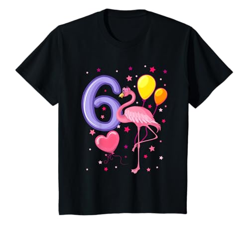 6. Geburtstag Mädchen Flamingo 6 Jahre Geburtstag Geschenk T-Shirt von Kindergeburtstag Mädchen Flamingo Geschenk