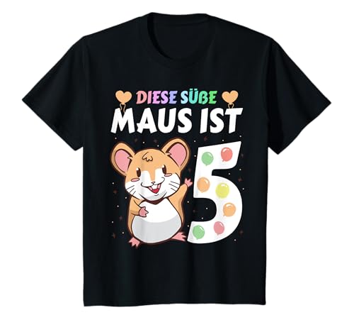 Süße Maus ist 5 Jahre - Mädchen Tochter 5. Geburtstag Mäuse T-Shirt von Kindergeburtstag Mäuse Geschenk